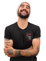 moon goon merch bangarang graphic on front of shirt male model with arms crossed smiling