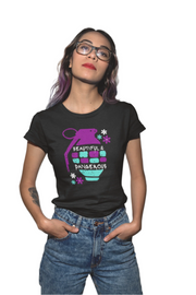 moon goon merch beautiful and dangerous graphic design woman in shirt