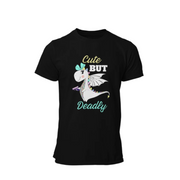 moon goon merch cute but deadly black shirt mockup