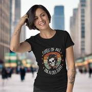 Moon Goon Syndicate Co. First of all i'm a delight female model front graphic t shirt