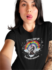 Moon Goon Syndicate Little Ray Of Pitch Black Sunshine Black Shirt Female Model