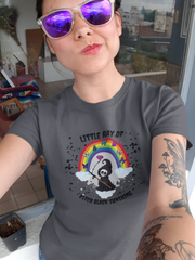 Moon Goon Syndicate Little Ray Of Pitch Black Sunshine Gray Shirt Female Model